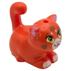LEGO Cat, Friends Style, Large, Sitting with Reddish Brown Markings, Lime…