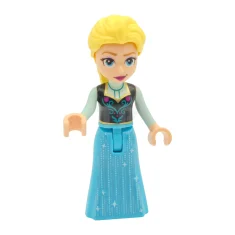 LEGO Elsa - Mittleres azurblaues Kleid, Mittelblaues langes schmales Glitzer-Cape, Smirk…