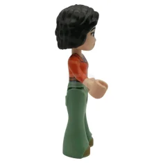 LEGO Friends Michelle - Rot-orangefarbenes Hemd, sandgrüne Hose, Glockenhose, mittlere Nougatschuhe