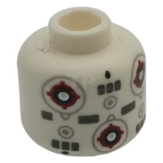 LEGO Minifiguur, hoofd zonder gezicht met lichtblauwgrijze cirkels, donkerrood dradenkruis, donkerblauwgrijze…