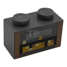 LEGO Brick 1 x 2 with Minecraft Pixelated Smoker Lit Pattern