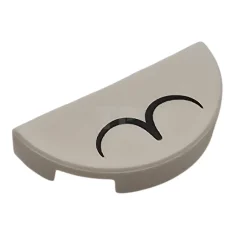 LEGO Tile, Round 1 x 2 Half with Black Curved Line…