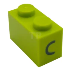 LEGO Brick 1 x 2 with Curved Line Pattern on Both…
