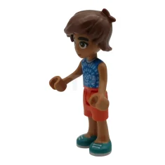LEGO Friends Leo - Blue Sleeveless Shirt with Spiral, Reddish Orange…