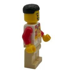LEGO Pizzabakker – Man, gebruinde benen, zwart haar