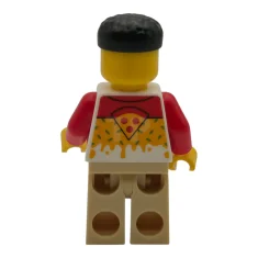 LEGO Pizzabakker – Man, gebruinde benen, zwart haar
