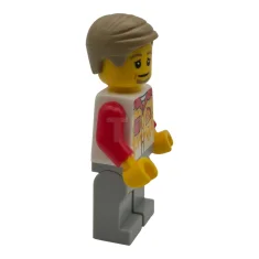 LEGO Pizzabezorger – Man, lichtblauwgrijze benen, donkerbruin haar