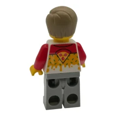 LEGO Pizzabezorger – Man, lichtblauwgrijze benen, donkerbruin haar