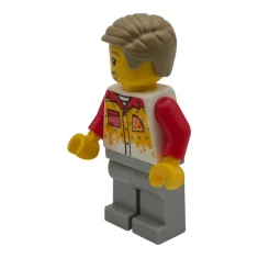 LEGO Pizzabezorger – Man, lichtblauwgrijze benen, donkerbruin haar