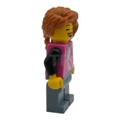 LEGO Bezoekster van een pizzeria – Vrouw, donkerroze hoodie, zandblauwe broek,…