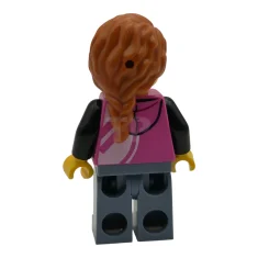 LEGO Bezoekster van een pizzeria – Vrouw, donkerroze hoodie, zandblauwe broek,…