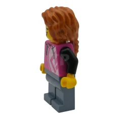 LEGO Bezoekster van een pizzeria – Vrouw, donkerroze hoodie, zandblauwe broek,…