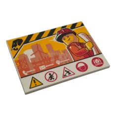 LEGO Fliese 6 x 8 mit Baustellenschild und Arbeiter-Minifigur, Gebäude in…