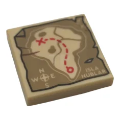 LEGO Tile 2 x 2 with Map of 'ISLA NUBLAR' …