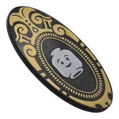 LEGO Minifigure, Shield Elliptical with White Minifigure Head, Gold Filigree Border…