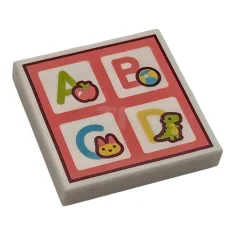 LEGO Tile 2 x 2 with Reading Board with Apple, Ball,…