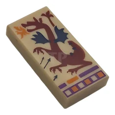 LEGO Tile 1 x 2 with Dark Red Dragon with Dark…