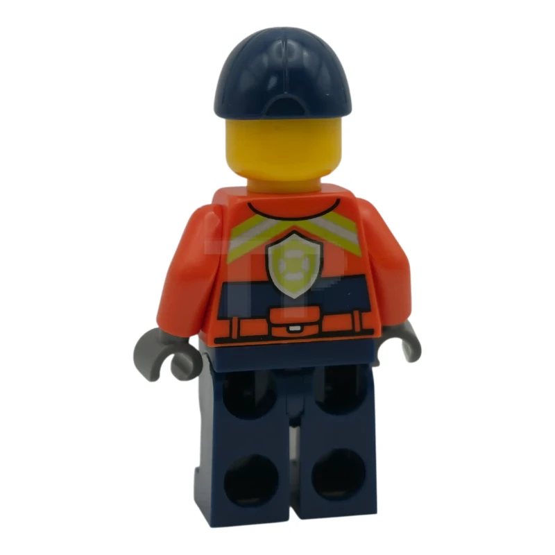 LEGO&reg; cty1959 Coast Guard City - Male, Reddish Orange Jacket with Pockets and Reflective Stripes, Dark Blue Legs with Pockets and Reflective Stripes, Dark Blue Cap, Glasses and Moustache