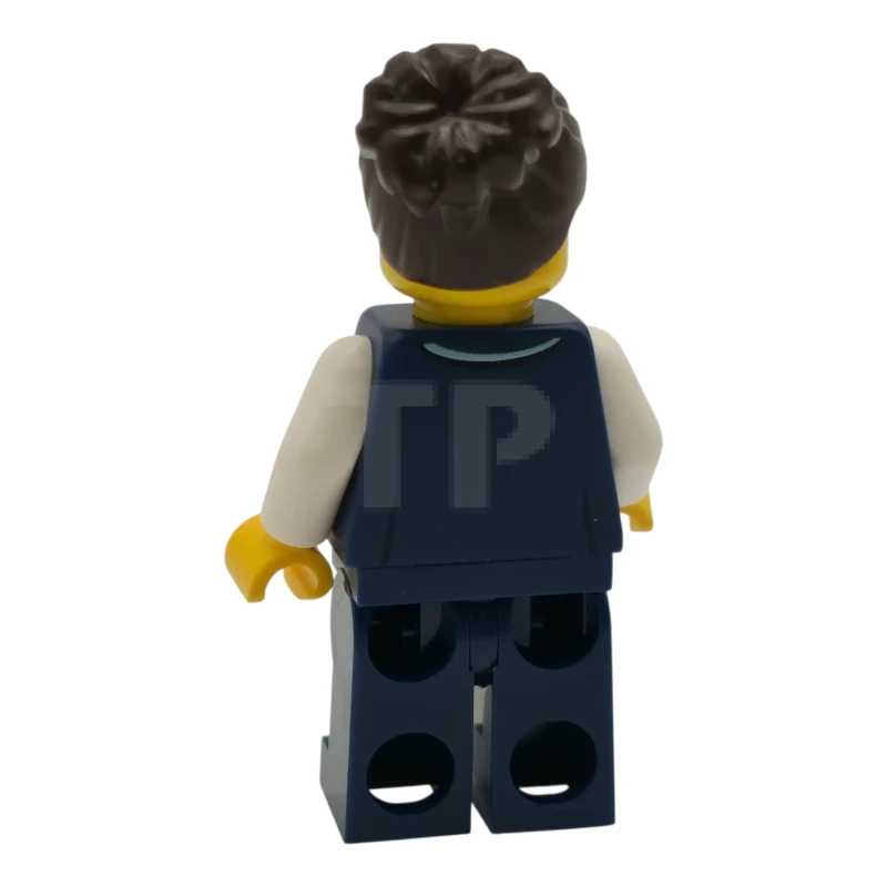 LEGO&reg; cty1984 Flight Attendant - Female, Dark Blue Vest, Dark Blue Legs, Dark Brown Hair Bun