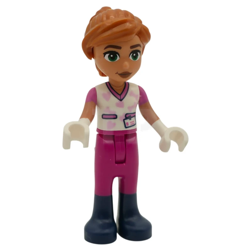 LEGO&reg; frnd0892 Friends Valeria - Camicia bianca con cuori e ossa, pantaloni magenta, stivali blu scuro, capelli arancione scuro
