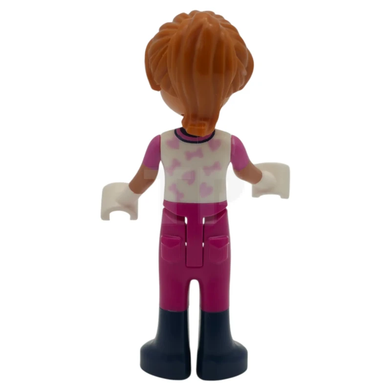 LEGO&reg; frnd0892 Friends Valeria - Camicia bianca con cuori e ossa, pantaloni magenta, stivali blu scuro, capelli arancione scuro