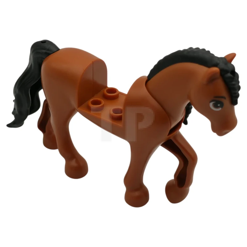 LEGO&reg; 6594024 - 69820c02pb03 - Horse, Friends Style with 2 x 2 Cutout and Movable Neck with Fixed Flexible Rubber Black Tail and Braided Mane with Dark Orange Eyes, Black Eyebrows and Eyelashes Pattern (Coco)