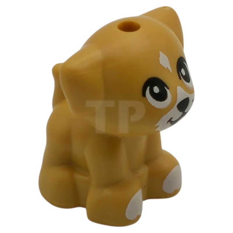 LEGO&reg;  - 69901pb14 - Dog, Friends Style, Puppy, Standing, Small with White Muzzle, Forehead Spot and Paws, Black Nose and Mouth, Bright Pink Tongue Pattern (Chip)