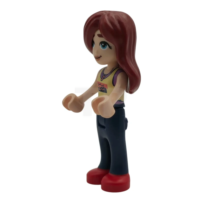 LEGO&reg; frnd0896 Friends Paisley - Bright Light Yellow and Medium Lavender Tank Top, Dark Blue Trousers with Red Shoes