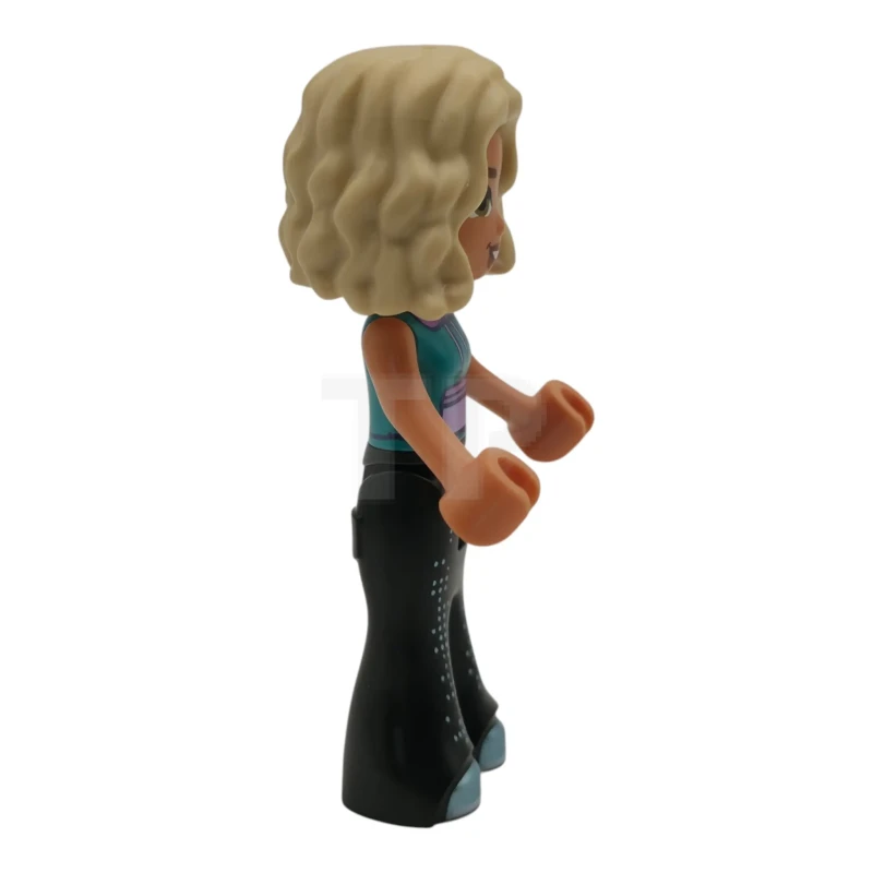 LEGO&reg; frnd0894 Friends Nova - Dark Turquoise Sleeveless Hoodie, Black Trousers Bell-Bottoms with Metallic Light Blue Shoes