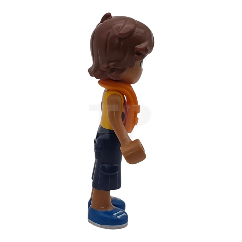 LEGO&reg; frnd0883 Friends Leo - Bright Light Orange Sleeveless Shirt, Dark Blue Cropped Trousers, Blue Shoes, Orange Life Jacket