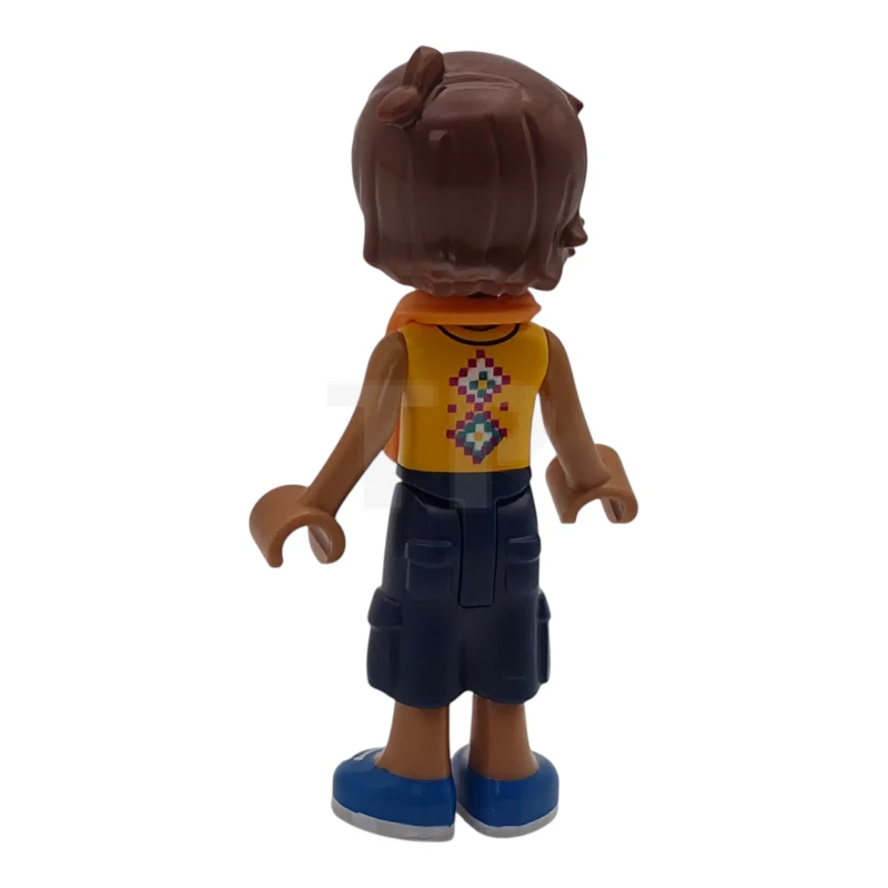 LEGO&reg; frnd0883 Friends Leo - Bright Light Orange Sleeveless Shirt, Dark Blue Cropped Trousers, Blue Shoes, Orange Life Jacket