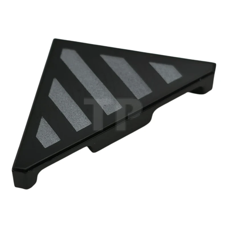 LEGO&reg; 35787pb025 -  - Tile, Modified 2 x 2 Triangular with 5 Dark Silver Stripes Pattern