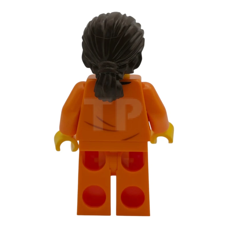 LEGO&reg; cty1991 Polizia - Detenuto del carcere municipale, uomo, tuta da detenuto arancione, capelli castano scuro e basette