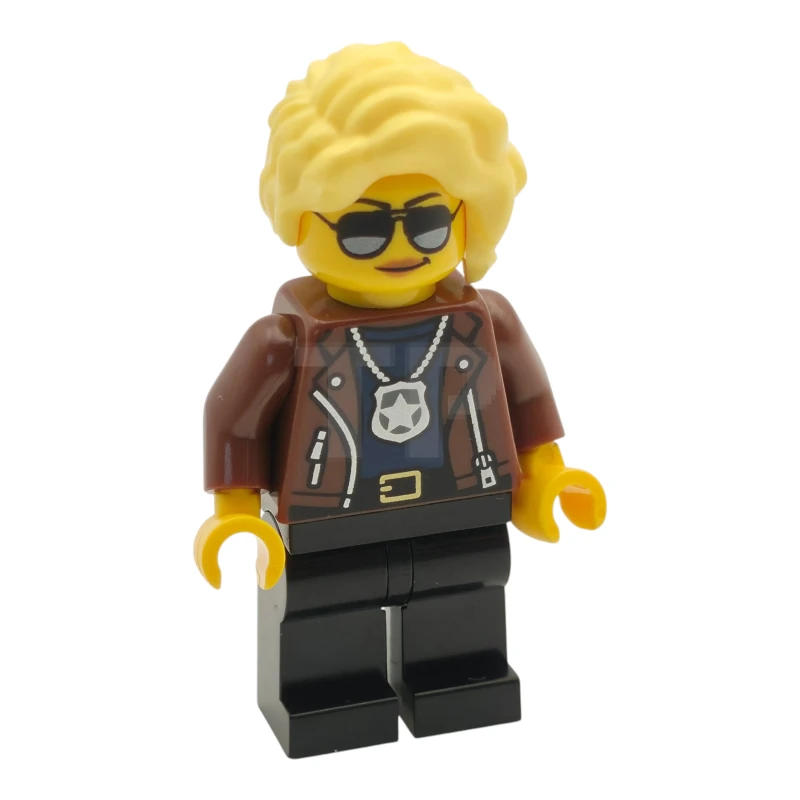 LEGO&reg; cty1988 Police - City Detective Female, Reddish Brown Jacket, Black Legs, Bright Light Yellow Hair