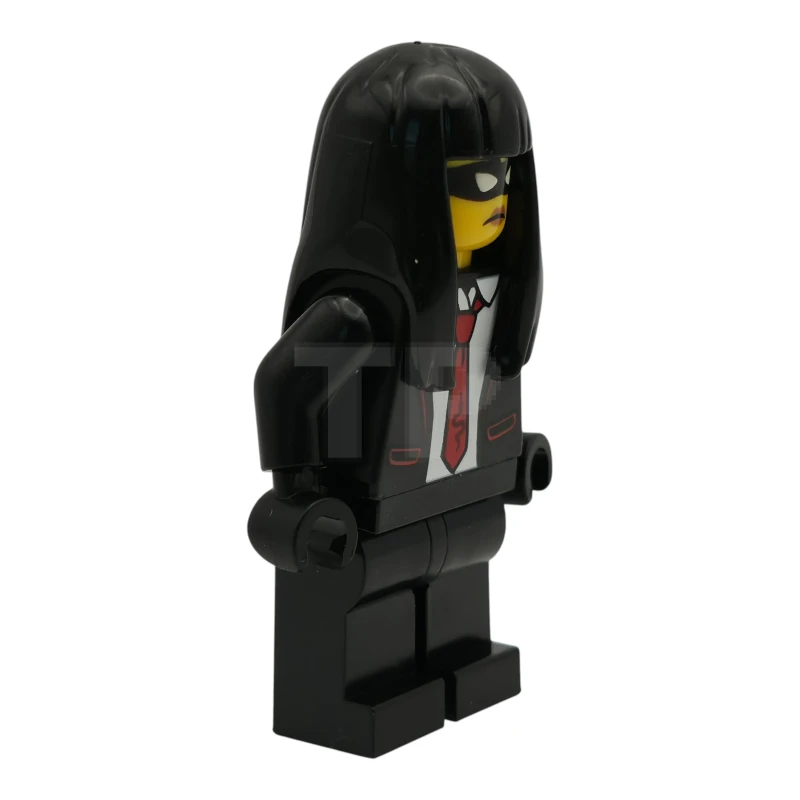 LEGO&reg; cty1987 Polizei – Stadtbanditin, Frau, schwarzer Smoking mit roter Krawatte, schwarze Beine, lange schwarze Haare