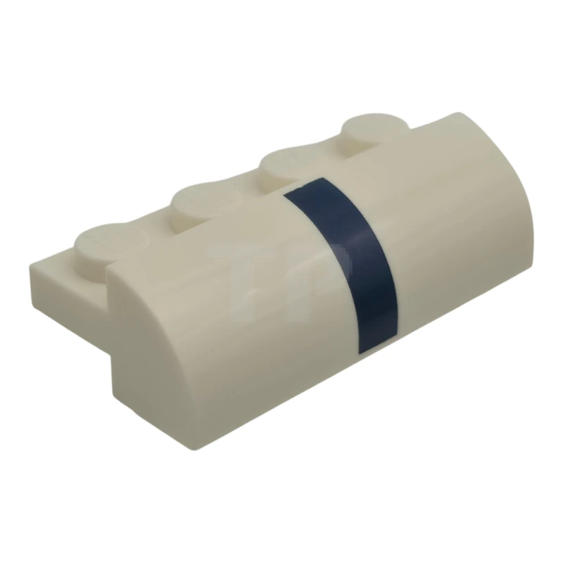 LEGO&reg;  - 5842pb01 - Pendiente, pieza curvada de 2 x 4 con 4 tachuelas empotradas y un patrón de rayas verticales en azul oscuro