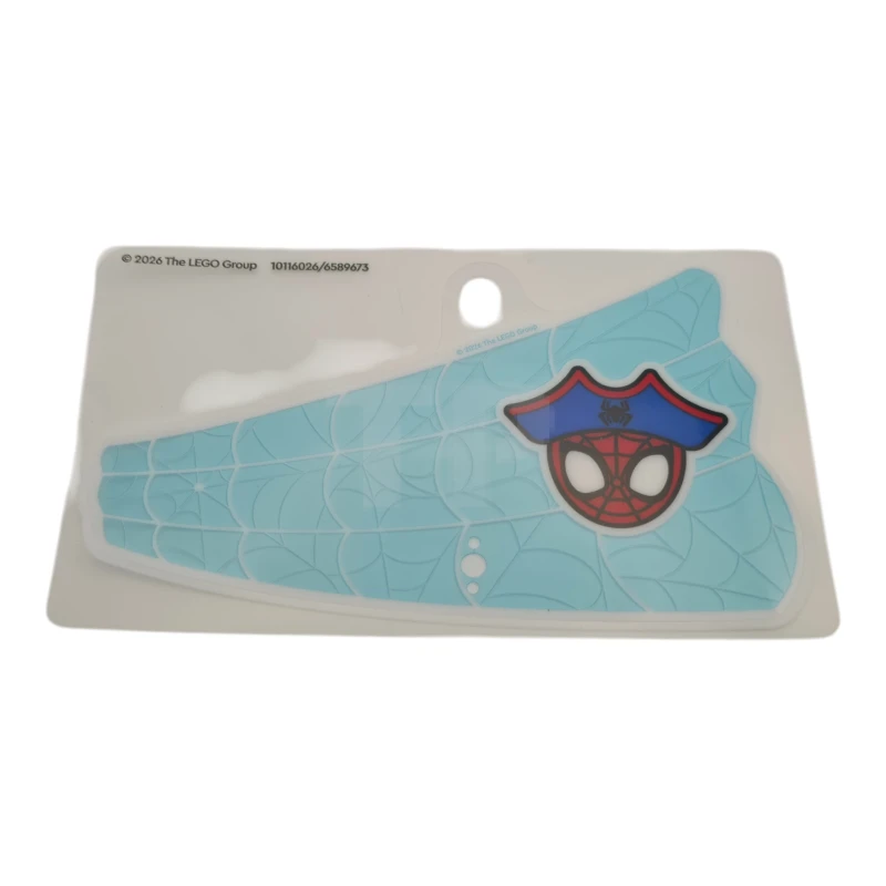 LEGO&reg;  - 116026 - Plastic Sail Triangular with Red and Black Spider-Man (Spidey) Head with Blue Pirate Hat on Medium Azure and White Web Pattern