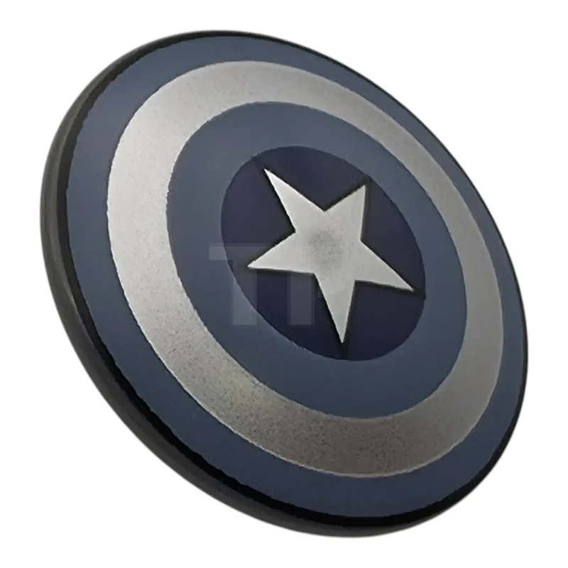LEGO&reg; 6607004 - 75902pb42 - Minifigure, Shield Circular / Round Convex Face with Sand Blue and Silver Concentric Rings, Star in Dark Blue Circle Pattern (Captain America)