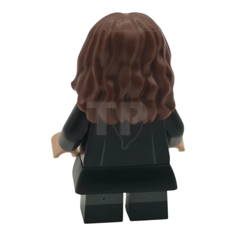 LEGO&reg; hp617 Hermione Granger - Gryffindor Robe Clasped, Black Skirt, Black Short Legs with Dark Bluish Gray Stripes, Grin / Cat Face