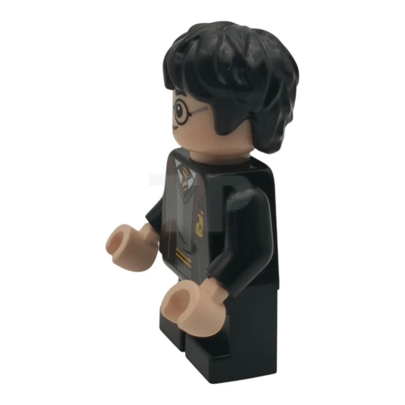 LEGO&reg; hp624 Harry Potter - Gryffindor-mantel open, zwarte korte broek, grijns / roodbruine wenkbrauwen