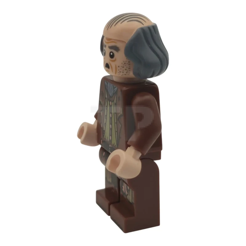 LEGO&reg; hp621 Argus Filch - Chauve sur le dessus de la tête, manteau marron roux, gilet beige foncé, chemise vert olive