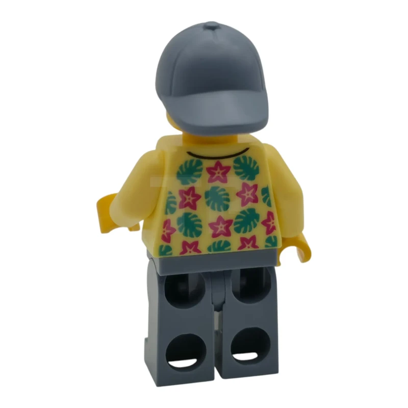 LEGO&reg; cty2012 Streetcar Passenger - Male, Bright Light Yellow Shirt with Flowers and Leaves, Sand Blue Legs with Pockets and Cap