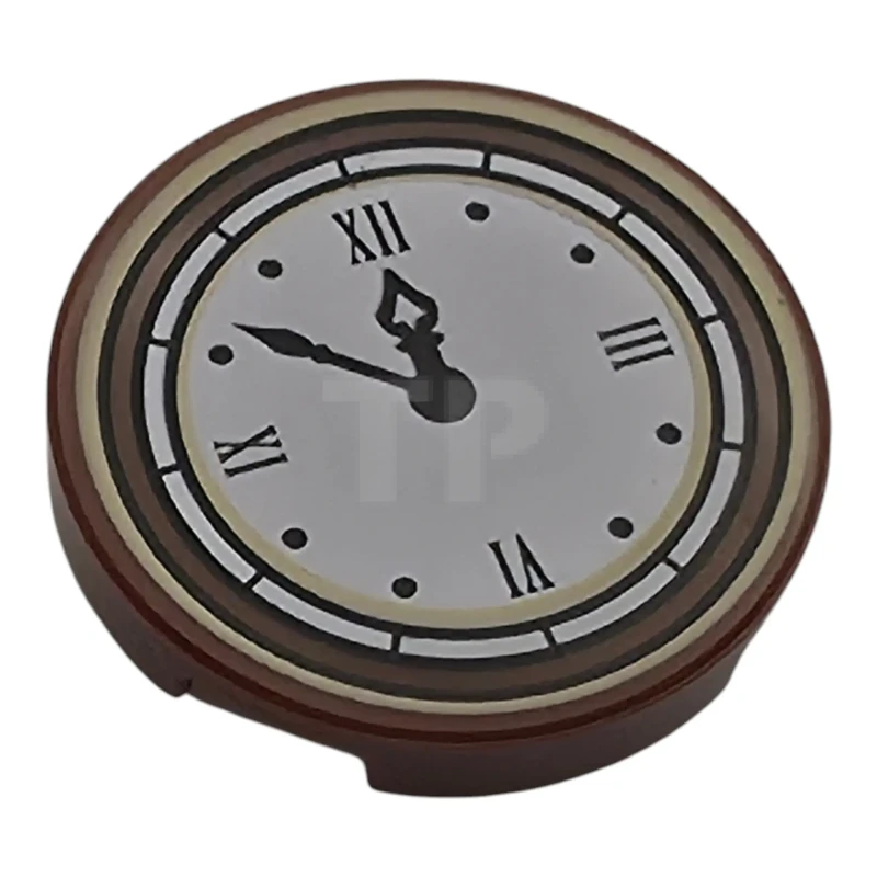 LEGO&reg; 6157942 - 14769pb0133 - Baldosa redonda de 2 x 2 con una «O» en la parte inferior y un diseño de esfera de reloj