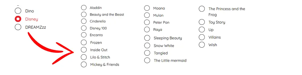 LEGO Disney catagories